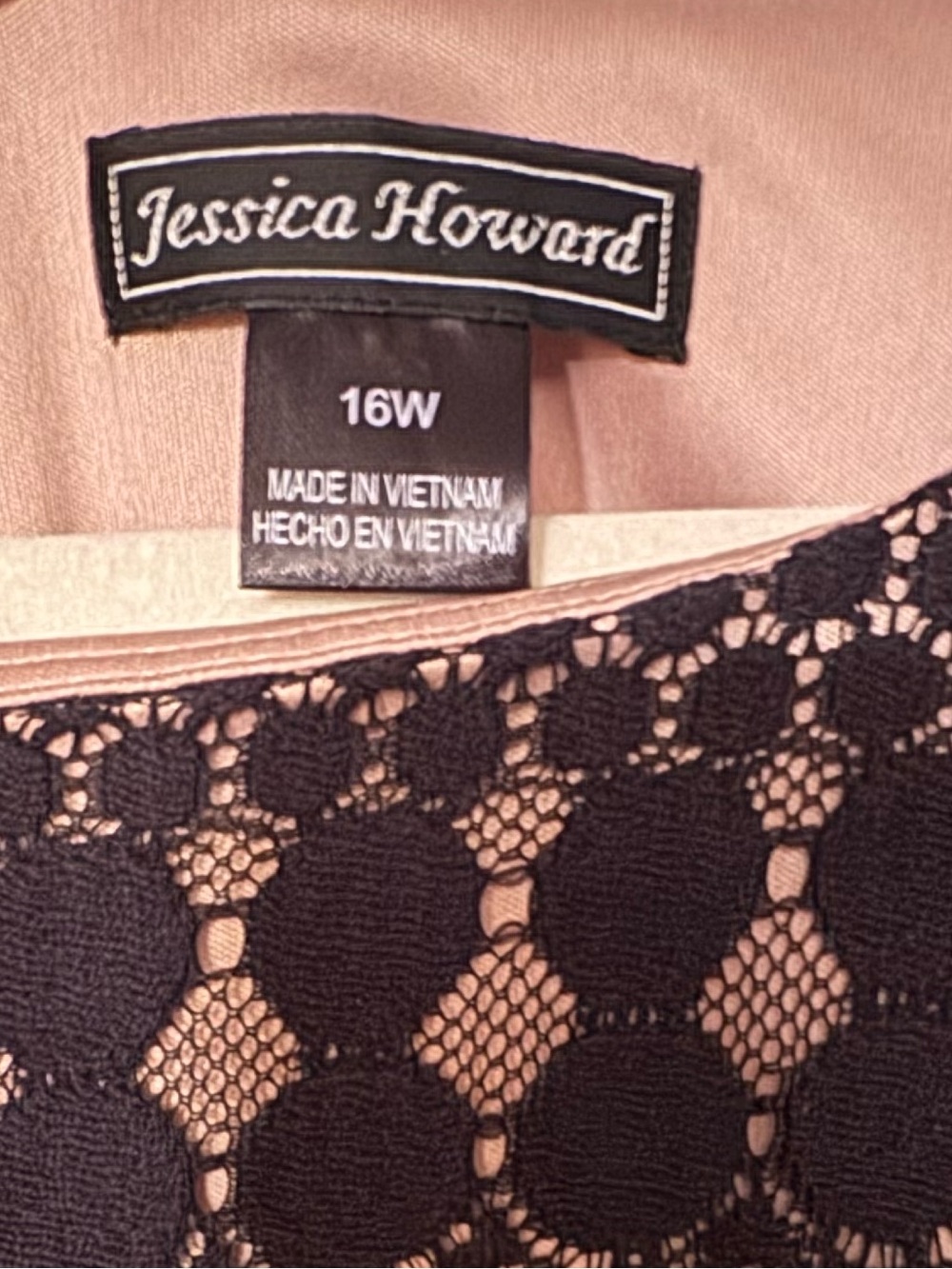 Jessica Howard Sz 16 W Black Lace Overlay Dress with Nude Lining - Picture 2 of 13